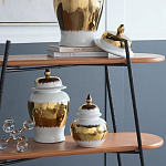 Ваза белая с крышкой и золотистыми фрагментами 24 см Chinoiserie Ceramics варинант исполнения - 4 | Loft Concept в Брянске