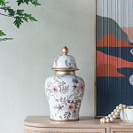 Ваза с нежным цветочным узором в пастельных тонах и крышкой с золотым акцентом Chinoiserie Ceramics варинант исполнения - 5 | Loft Concept в Брянске