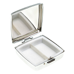 Таблетница карманная квадратная с 2-мя отделениями с зеркалом и накладкой из натурального камня Амазонит Silver Stone Pillboxes варинант исполнения - 2 | Loft Concept в Брянске