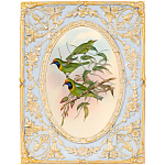 Декоративный постер с изображением птиц в раме с рельефным растительным узором Blooming Birds Poster варинант исполнения - 4 | Loft Concept в Брянске