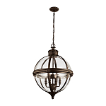 Подвесной светильник бронзового цвета с прозрачным стеклянным плафоном в форме шара в индустриальном стиле на цепи 4 лампы Feiss варинант исполнения - 2 | Loft Concept в Брянске