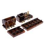 Часы настольные в виде паровоза из натурального камня Обсидиан Train Stone Clock варинант исполнения - 3 | Loft Concept в Брянске