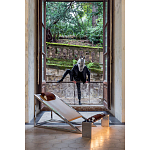 Дизайнерское кресло на металлическом каркасе с подставкой для ног Poltronova Mies Armchair варинант исполнения - 7 | Loft Concept в Брянске