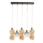 Люстра с 3-мя плафонами волнообразной формы цвета янтарь и 2-мя прозрачными шарообразными плафонами Lucid Rain  варинант исполнения - 2 | Loft Concept в Брянске