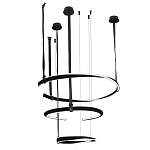 Люстра подвесная с 3-мя кольцами из кожаных ремней черного цвета Half Ring Horizontal  варинант исполнения - 2 | Loft Concept в Брянске