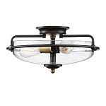 Потолочный светильник со стеклянным плафоном на изогнутых кронштейнах Quoizel  варинант исполнения - 4 | Loft Concept в Брянске