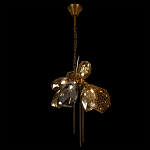 Люстра подвесная со стеклянными плафонами из дымчатого и золотистого с тремя вертикальными подвесками Gilded Mirage  варинант исполнения - 6 | Loft Concept в Брянске