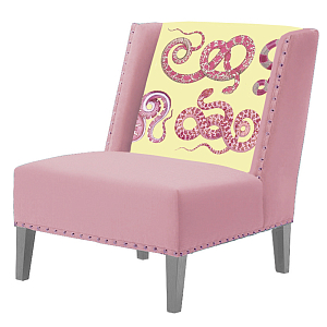 FUN Armchair Snakes Pink-Yellow Дизайнерское кресло с цветным принтом