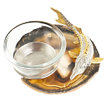 Икорница с декором "Стерлядка" с гравировкой на подставке из натурального камня Агат Decorative Cavair Dishes варинант исполнения - 2 | Loft Concept в Брянске