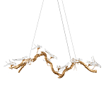 Люстра подвесная линейная с прозрачными стеклянными птичками на ветвях Serip Voa варинант исполнения - 1 | Loft Concept в Брянске