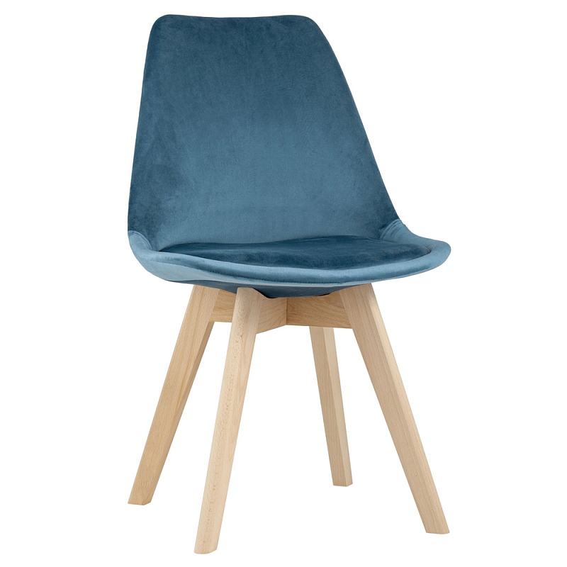 Стул с мягким велюровым сиденьем Arvika Blue Синий Бежевый Стул с мягким велюровым сиденьем Arvika Blue Синий Бежевый в Брянске | Loft Concept