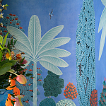 Обои ручная роспись Malwa Special Colourway on blue painted Xuan paper варинант исполнения - 2 | Loft Concept в Брянске