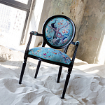 Полукресло из массива бука бирюзовое с изображением птиц и цветов Turquoise Chinoiserie Garden Chair варинант исполнения - 6 | Loft Concept в Брянске