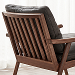 Кресло c каркасом из массива дерева и мягкой кожаной обивкой Walnut Armchair варинант исполнения - 9 | Loft Concept в Брянске