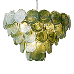 Люстра из зеленых стеклянных дисков с перламутровым эффектом Green Glowing Glaze варинант исполнения - 6 | Loft Concept в Брянске