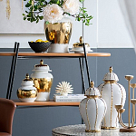 Ваза с золотыми полосами на белом фоне Chinoiserie Ceramics варинант исполнения - 4 | Loft Concept в Брянске