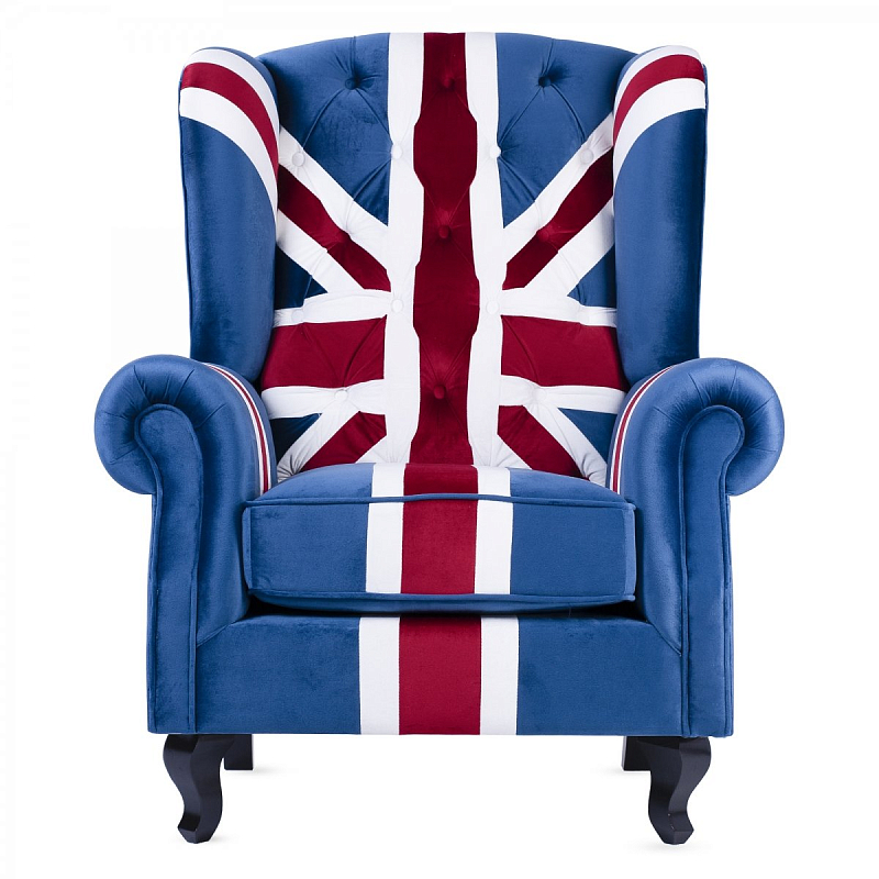 Кресло Armchair Union Jack velvet Белый Синий Красный Кресло Armchair Union Jack velvet Белый Синий Красный в Брянске | Loft Concept