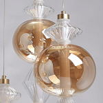 Люстра с плафонами из прозрачного и янтарного стекла в виде шаров и ромбов Gabriel Scott Luna варинант исполнения - 9 | Loft Concept в Брянске