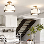 Потолочный светильник со светлым текстильным абажуром Hinkley варинант исполнения - 10 | Loft Concept в Брянске