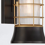 Настенный фонарь цилиндрической формы с рифленым стеклом в золотом каркасе на черном прямоугольном основании Eurofase варинант исполнения - 14 | Loft Concept в Брянске