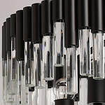 Люстра круглая из матового черного металла с подвесками из прозрачных стеклянных трубок Noir Tubes варинант исполнения - 7 | Loft Concept в Брянске