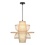 Подвесной светильник фигурный из деревянных прутьев с плафоном из натуральной ткани Light Inside the Cell варинант исполнения - 1 | Loft Concept в Брянске