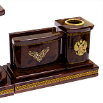 Настольный письменный набор с часами и визитницами из природного камня обсидиана Royal Present варинант исполнения - 3 | Loft Concept в Брянске