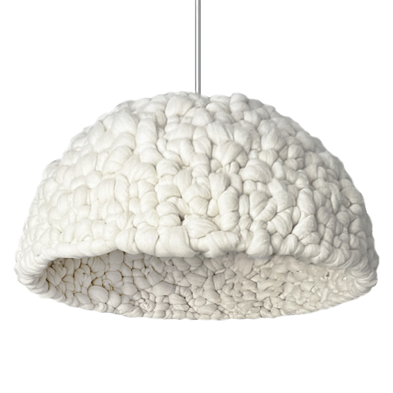 Вязаный подвесной светильник из шерсти Dome Wool Lamp Белый Вязаный подвесной светильник из шерсти Dome Wool Lamp Белый в Брянске | Loft Concept
