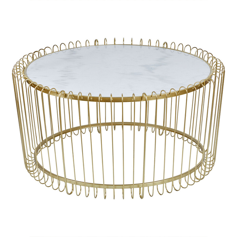 Журнальный столик с столешницей из мрамора на металлическом основании Table Vertical Planes Белый Золотой в Брянске | Loft Concept 