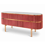 Дизайнерский комод овальный с розовой бархатной обивкой Edith варинант исполнения - 1 | Loft Concept в Брянске