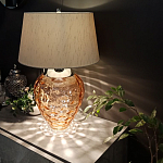 Настольная лампа с фактурным стеклянным основанием красного цвета с хромированной деталью у горловины и белым абажуром из искусственного шёлка Elstead Lighting варинант исполнения - 2 | Loft Concept в Брянске