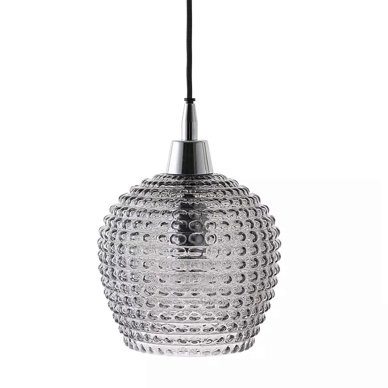 Подвесной светильник с рельефным стеклянным плафоном Embossed Glass Shade Прозрачный Серый Черный Подвесной светильник с рельефным стеклянным плафоном Embossed Glass Shade Прозрачный Серый Черный в Брянске | Loft Concept