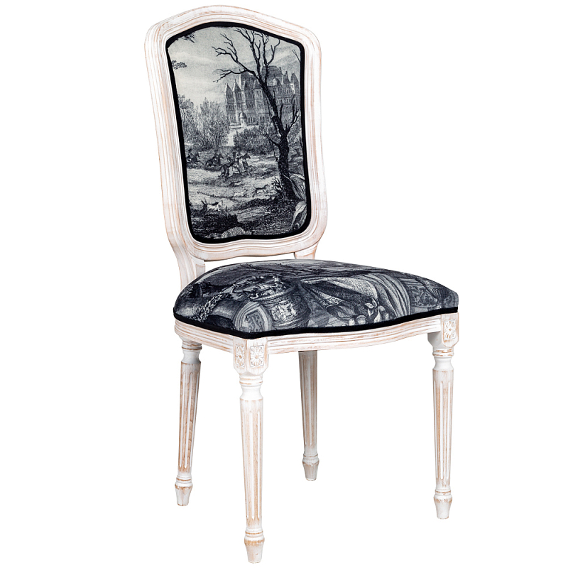 Стул Madrid Castle Stool Черно-белый Белый винтажная патина Стул Madrid Castle Stool Черно-белый Белый винтажная патина в Брянске | Loft Concept