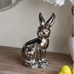 Статуэтка заяц из текстурированной терракоты и покрытый глянцевой краской под бронзу Rabbit Charm  варинант исполнения - 5 | Loft Concept в Брянске