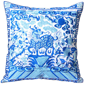Декоративная подушка с вышивкой Chinese Unicorn Blue