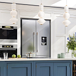 Подвесной светильник белого цвета с тремя геометрическими плафонами Alora Mood варинант исполнения - 12 | Loft Concept в Брянске