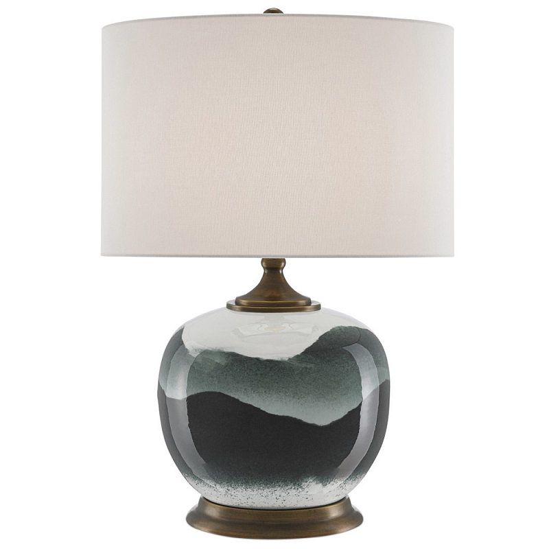 Настольная лампа с волнистым принтом Green Wavy Lamp Зеленый Белый Латунь Античная полированная Настольная лампа с волнистым принтом Green Wavy Lamp Зеленый Белый Латунь Античная полированная в Брянске | Loft Concept