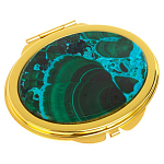 Зеркало карманное складное овальное из натурального камня Малахит с Хризоколлой Gold Stone Mirrors варинант исполнения - 1 | Loft Concept в Брянске