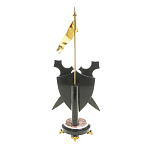 Часы настольные в виде щита с флагом из натуральных камней Змеевик и Креноид Stone Clock варинант исполнения - 4 | Loft Concept в Брянске