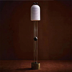 Торшер с белым фактурным абажуром и декором из черных сфер Echoes of Light варинант исполнения - 1 | Loft Concept в Брянске