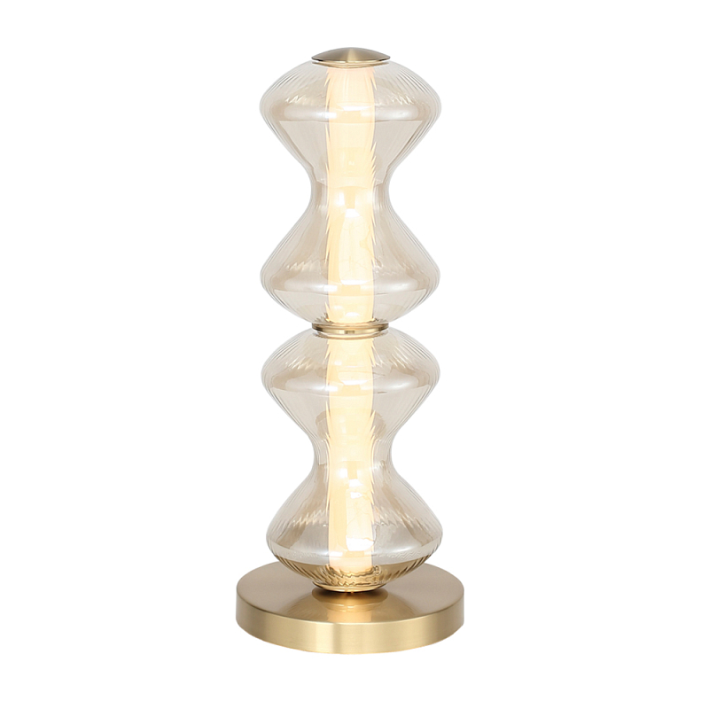 Настольная лампа светодиодная с волнообразным плафоном Amphora of Light Коньяк Золотой в Брянске | Loft Concept 