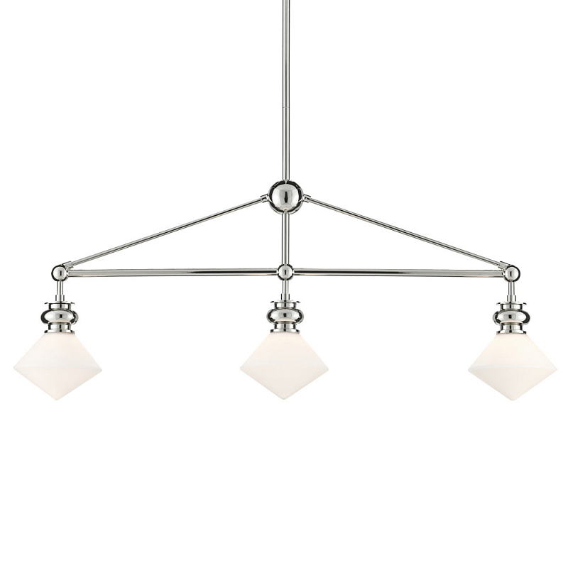 Люстра линейная с ромбовидными плафонами Pointed Diamond Shade Никель Белый Люстра линейная с ромбовидными плафонами Pointed Diamond Shade Никель Белый в Брянске | Loft Concept