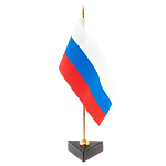 Флагшток настольный с флагом России из камня обсидиан Stone Flagpole варинант исполнения - 2 | Loft Concept в Брянске