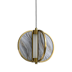 Подвесной светильник с круглым плафоном из искусственного алебастра в бронзовой оправе Marbella варинант исполнения - 1 | Loft Concept в Брянске