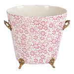 Кашпо из белого фарфора с розовым цветочным орнаментом Eden Garden варинант исполнения - 1 | Loft Concept в Брянске
