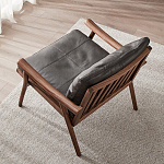 Кресло c каркасом из массива дерева и мягкой кожаной обивкой Walnut Armchair варинант исполнения - 3 | Loft Concept в Брянске