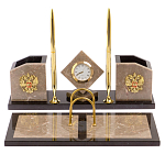 Настольный письменный набор из бежевого мрамора с часами Marble Accessory варинант исполнения - 1 | Loft Concept в Брянске