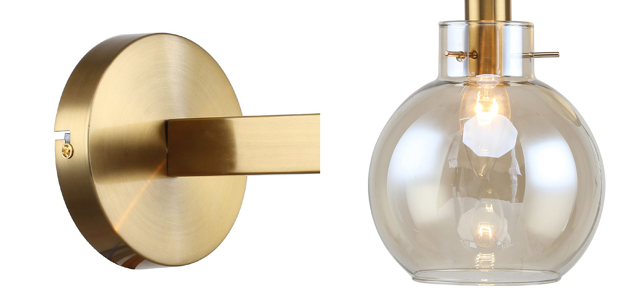 Бра с плафоном коньячного цвета Carmella Globe Brass Бра с плафоном коньячного цвета Carmella Globe Brass - Loft-Concept в Брянске