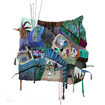 Панно гобелен яркие Пространство-Время TimeSpace Blue варинант исполнения - 2 | Loft Concept в Брянске