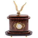 Часы настольные бронзовые из натурального камня Лемезит с декором в виде горного орла Eagle Stone Clock варинант исполнения - 1 | Loft Concept в Брянске